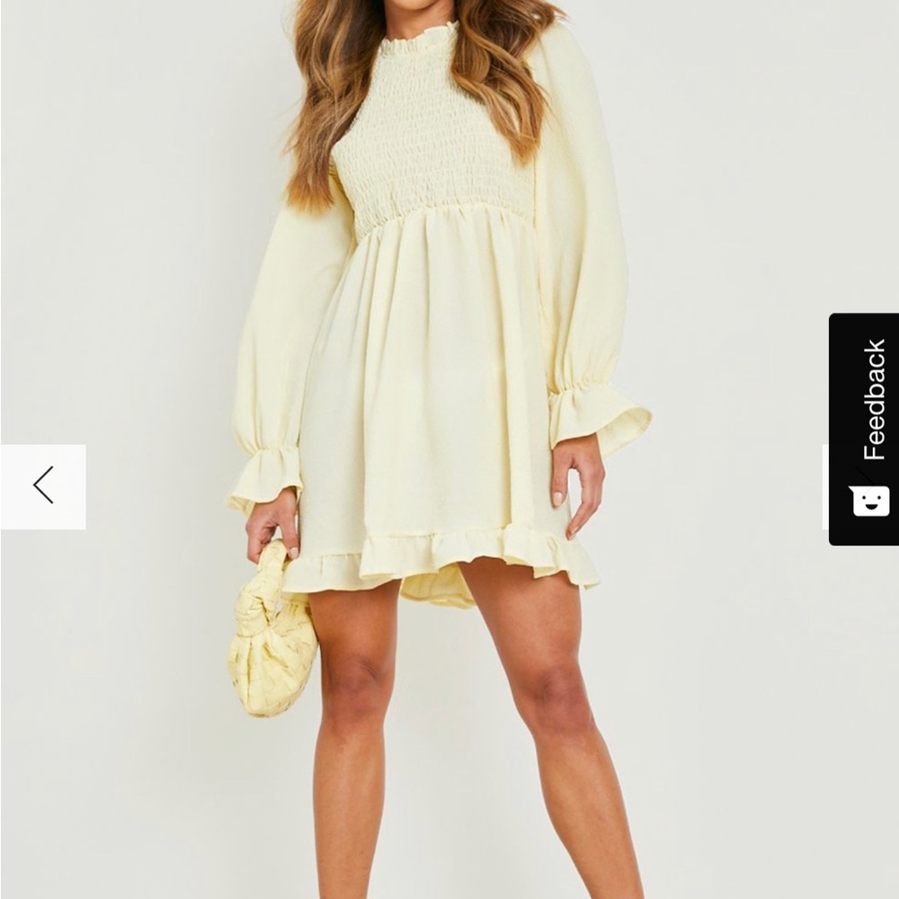 BOOHOO - RUFFLE HEM DOBBY CHIFFON MINI DRESS